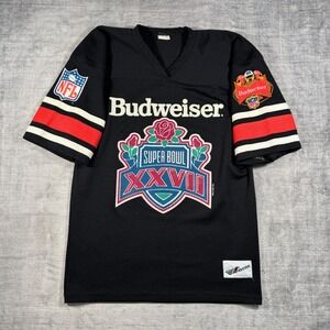 Super Bowl XXVII Jersey Mens XL Black Budweiser NFL Vintage 1992 Ravens Athletic